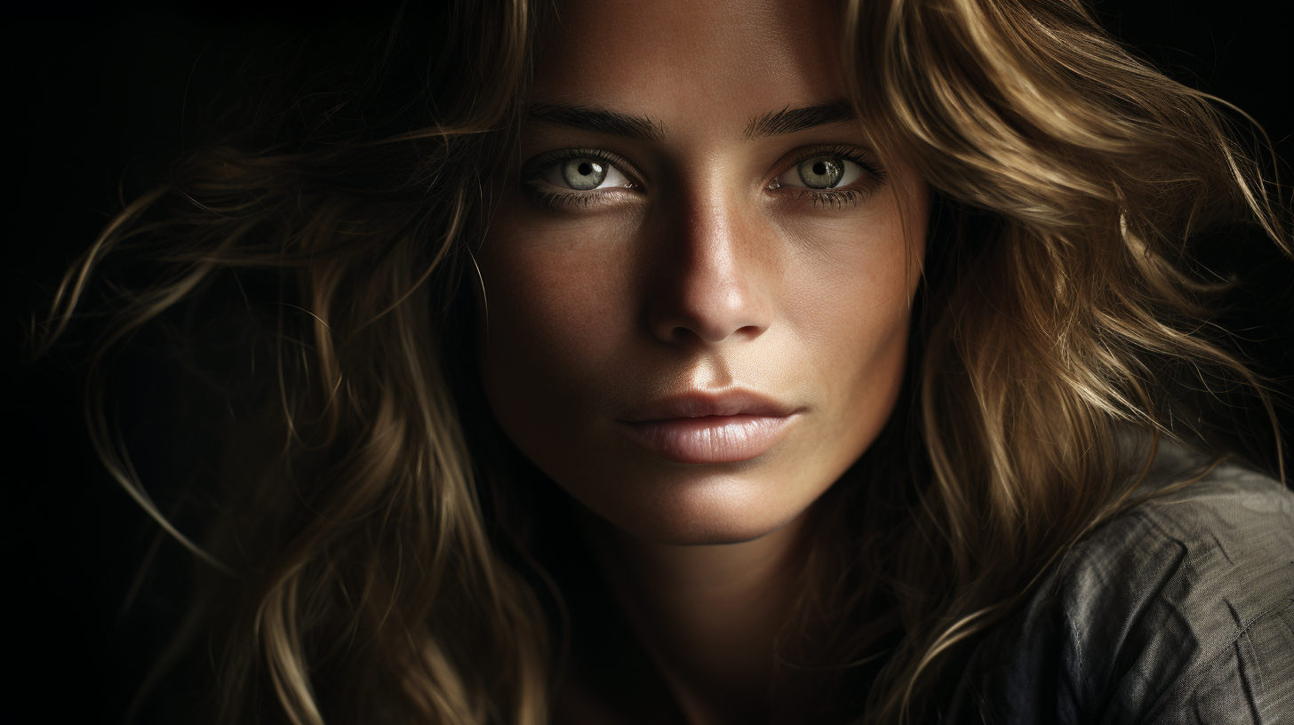 Midjourney prompt: A soul-stirring close-up portrait of a woman, her ... - Midjourney