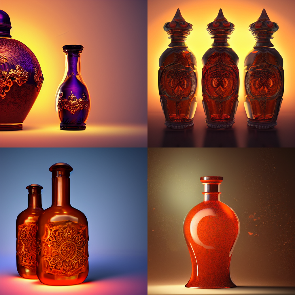 Stable Diffusion prompt: An ornate potion bottle containi...