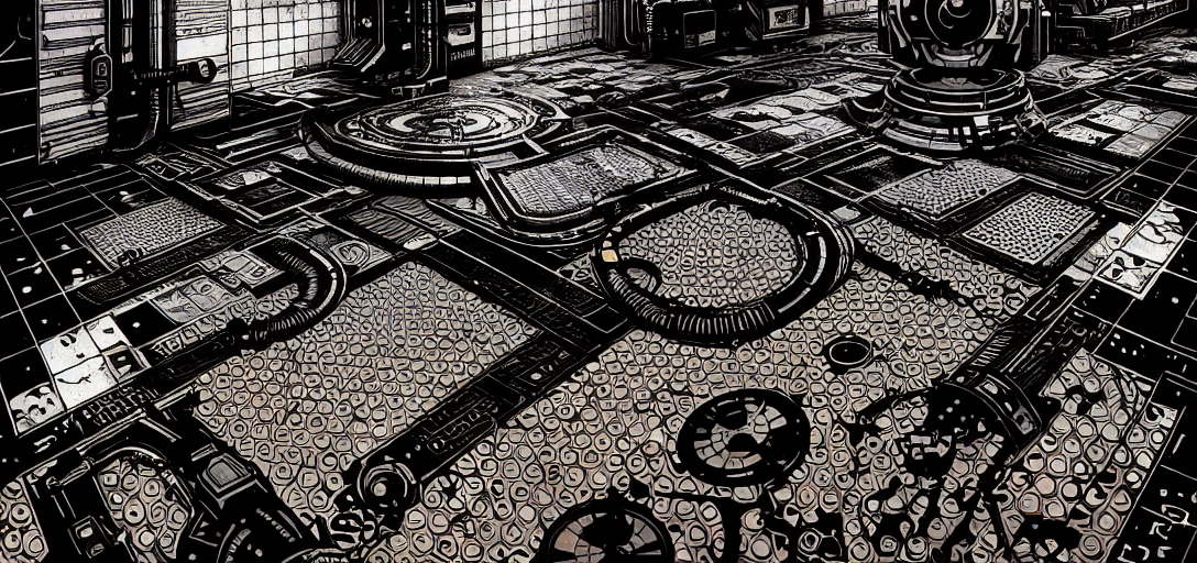 Stable Diffusion prompt: cyberpunk steampunk tech tiled f...