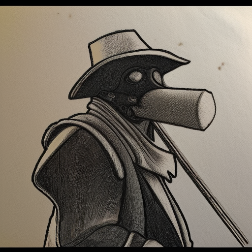 Stable Diffusion prompt: Plague doctor sketch lines g...