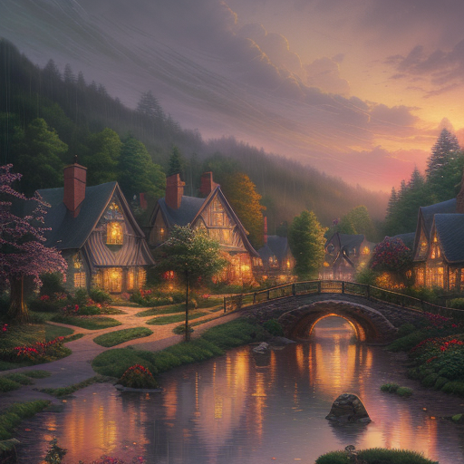 DreamShaper prompt: Thomas Kinkade style watercolor paint...