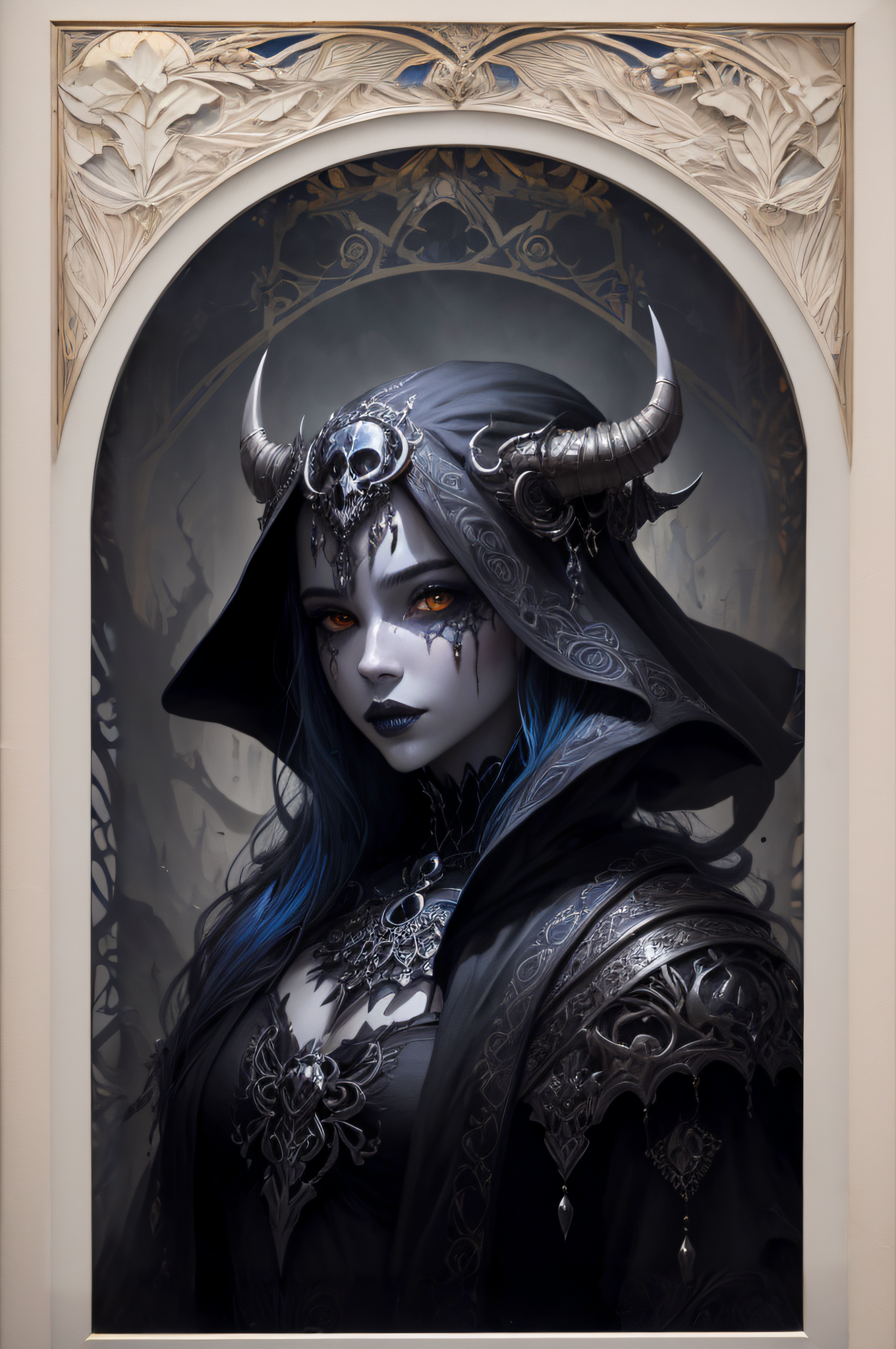 Stable Diffusion prompt: Skull demon sorcerer Concept art...