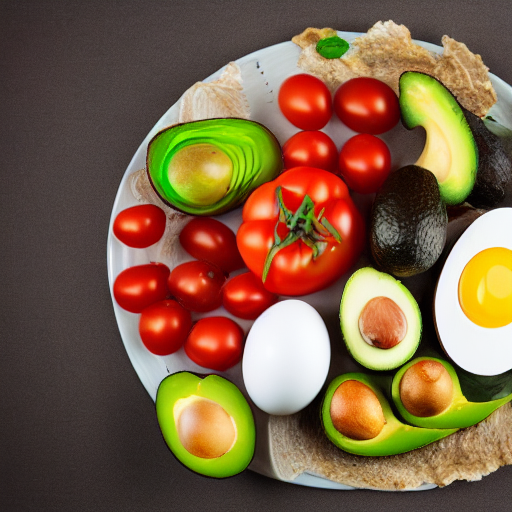 Stable Diffusion prompt: very healthy food plate with avo...