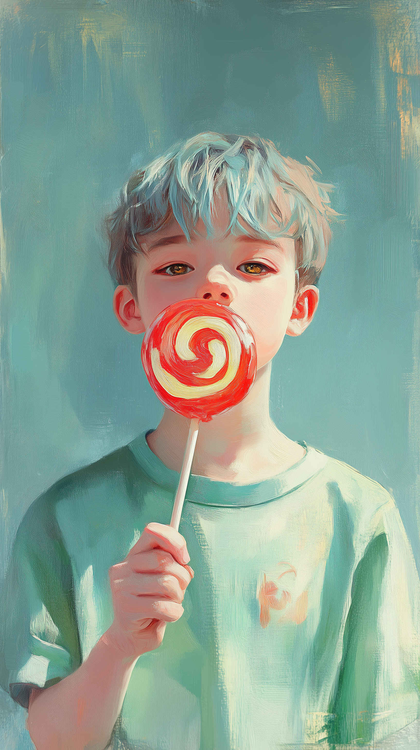 صورة مولدة بالذكاء الاصطناعي: Midjourney prompt: oil painting, simplify style, front portraits, boy... (نموذج Midjourney - صور شخصية)