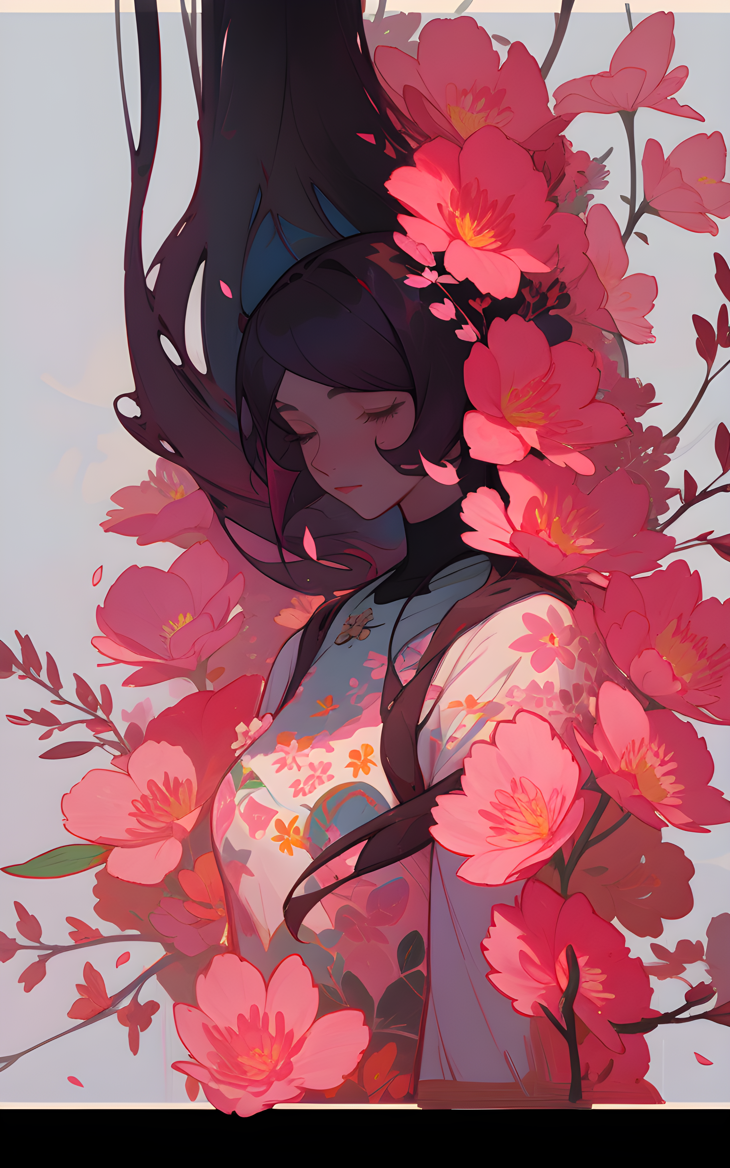 Counterfeit-V2.5 prompt: a painting of a woman surrounded by flowers, by lo... - Counterfeit-V2.5