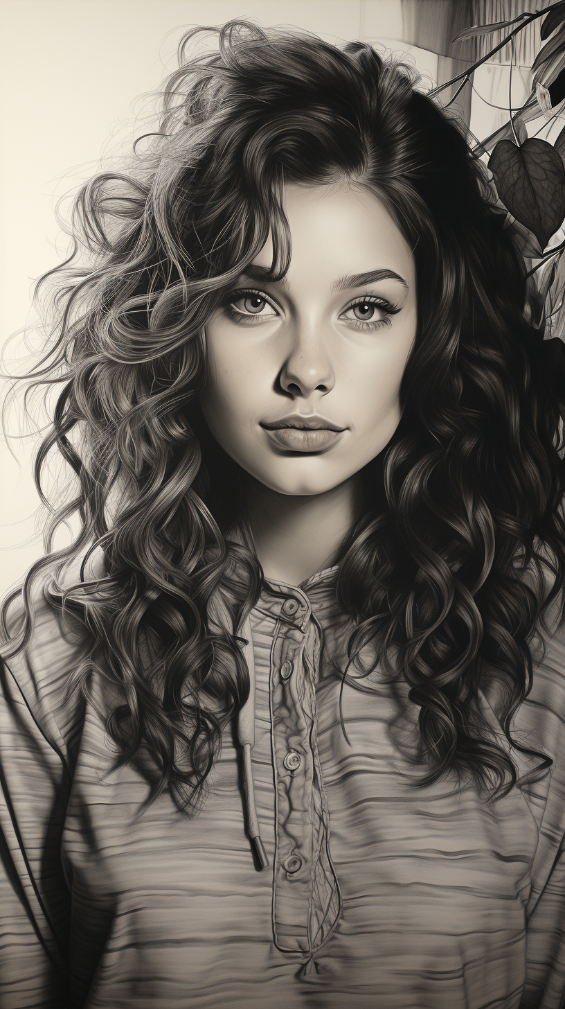 صورة مولدة بالذكاء الاصطناعي: Midjourney prompt: a pencil drawing of a girl in a sweater, in the st... (نموذج Midjourney - صور شخصية)