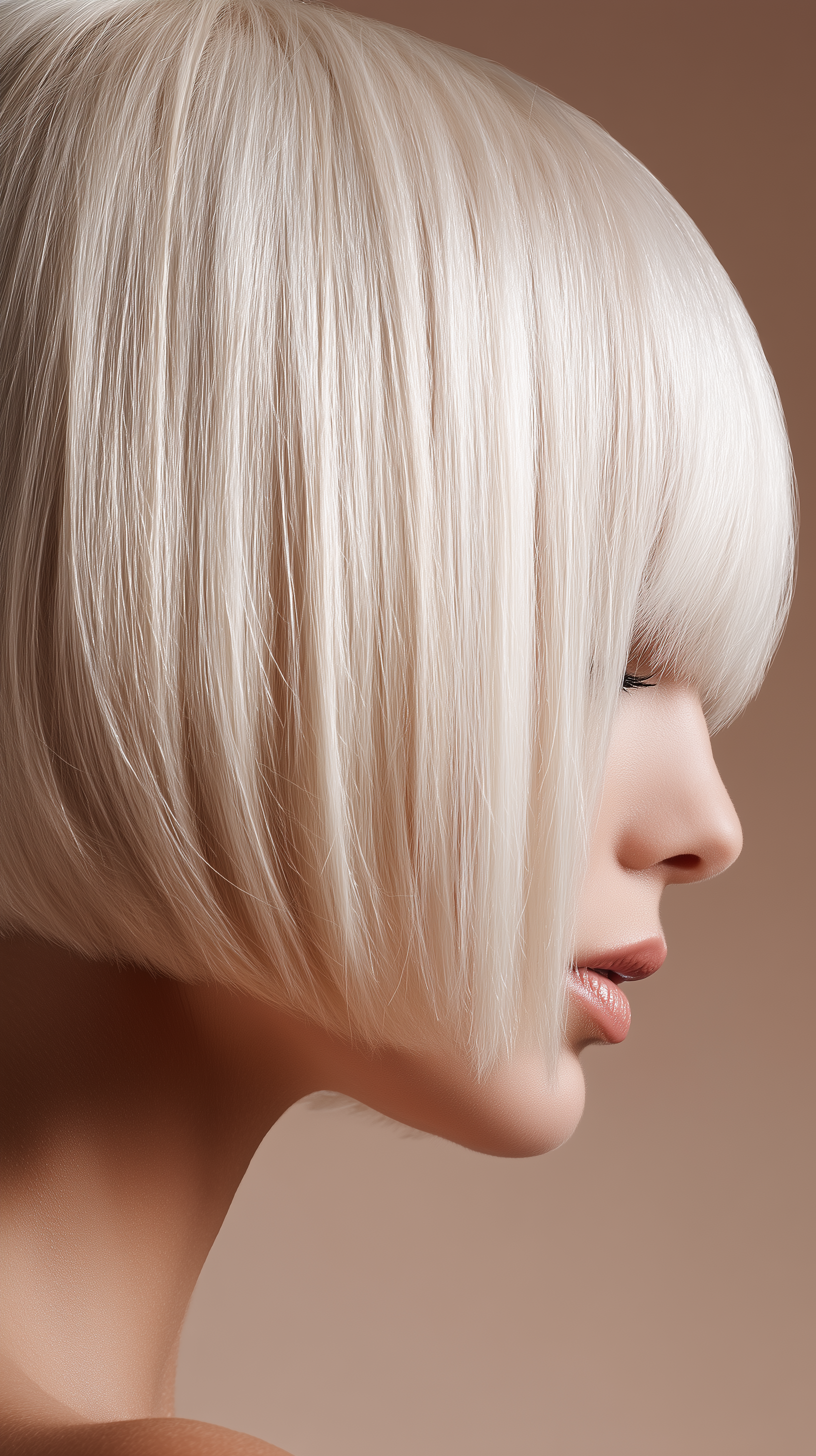 Midjourney prompt: hair photography, side close-up of a woman with sl... - Midjourney