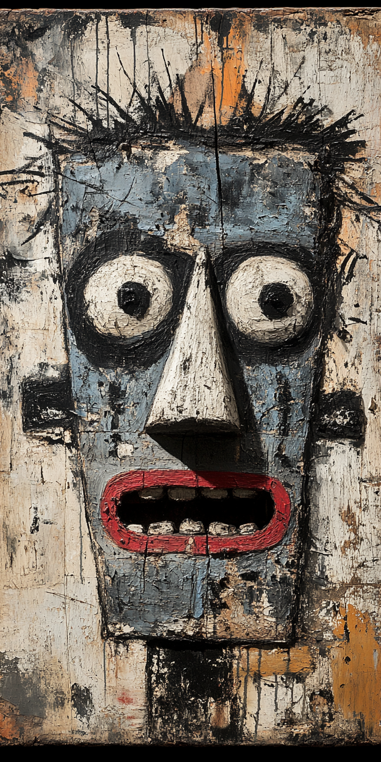 Midjourney prompt: A blue figure with an elongated head and nose, in ... - Midjourney