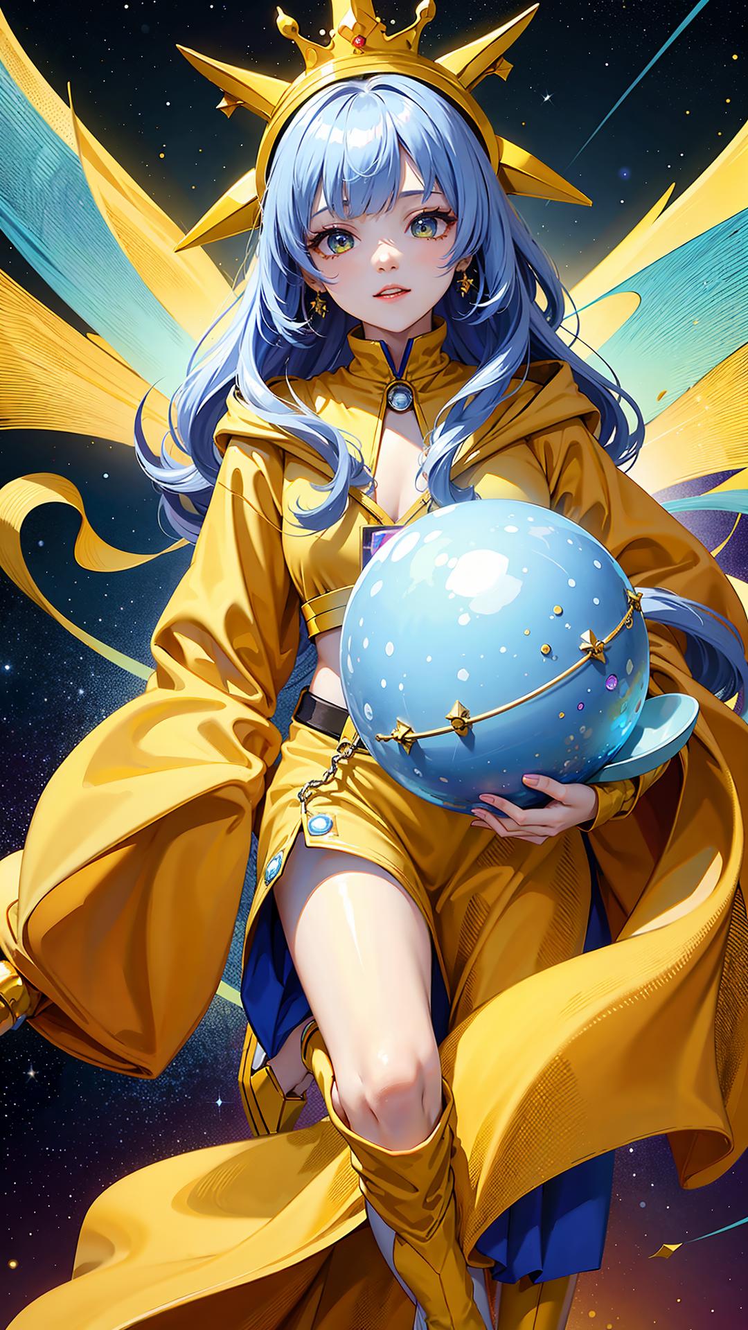 AI generated: Deliberate prompt: 1girl,gradient color hair,spinning universe in the... (Deliberate - Concept Art)