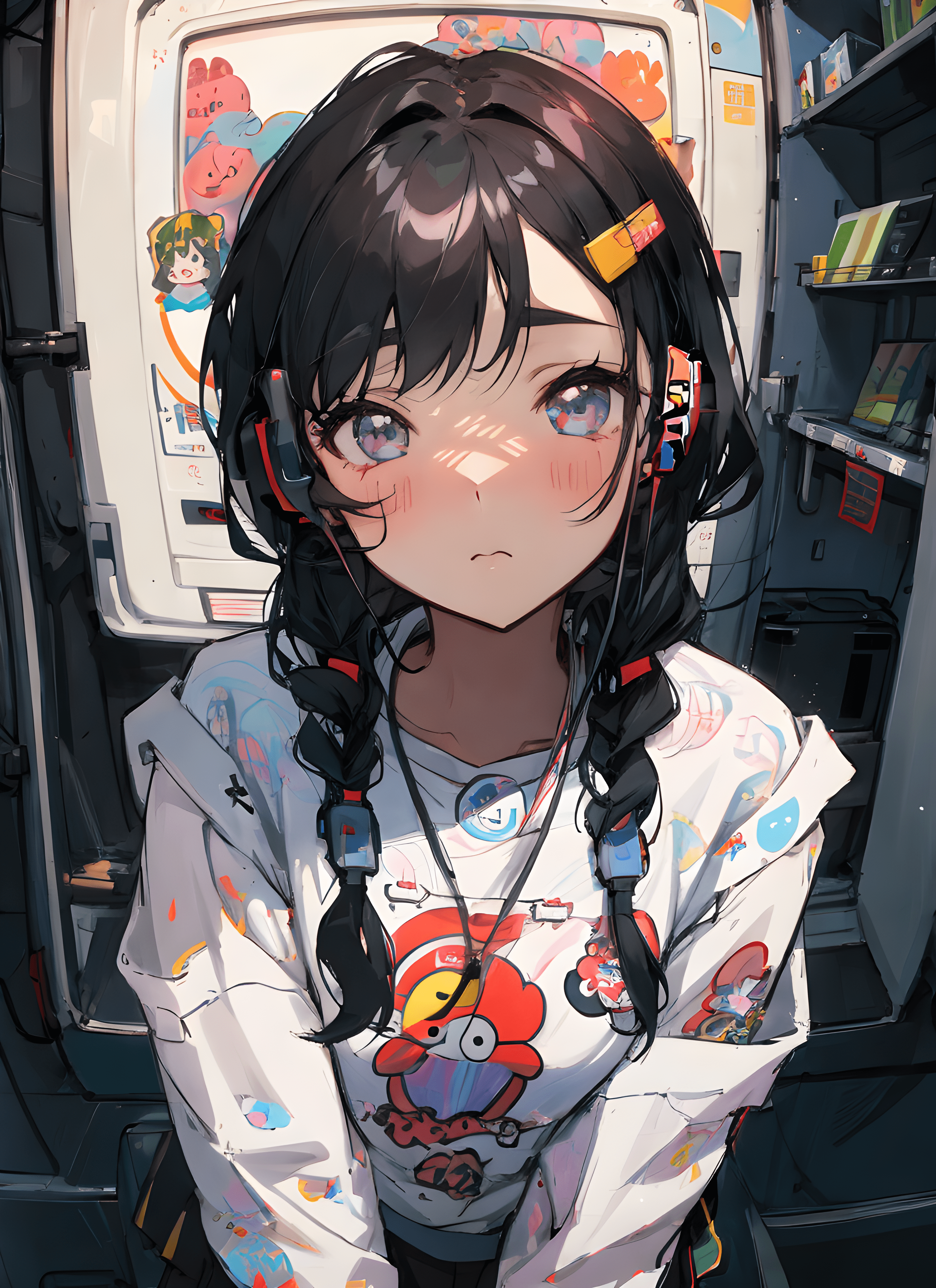صورة مولدة بالذكاء الاصطناعي: MeinaMix prompt: a girl with long black hair standing in front of a... (نموذج MeinaMix - أنمي)