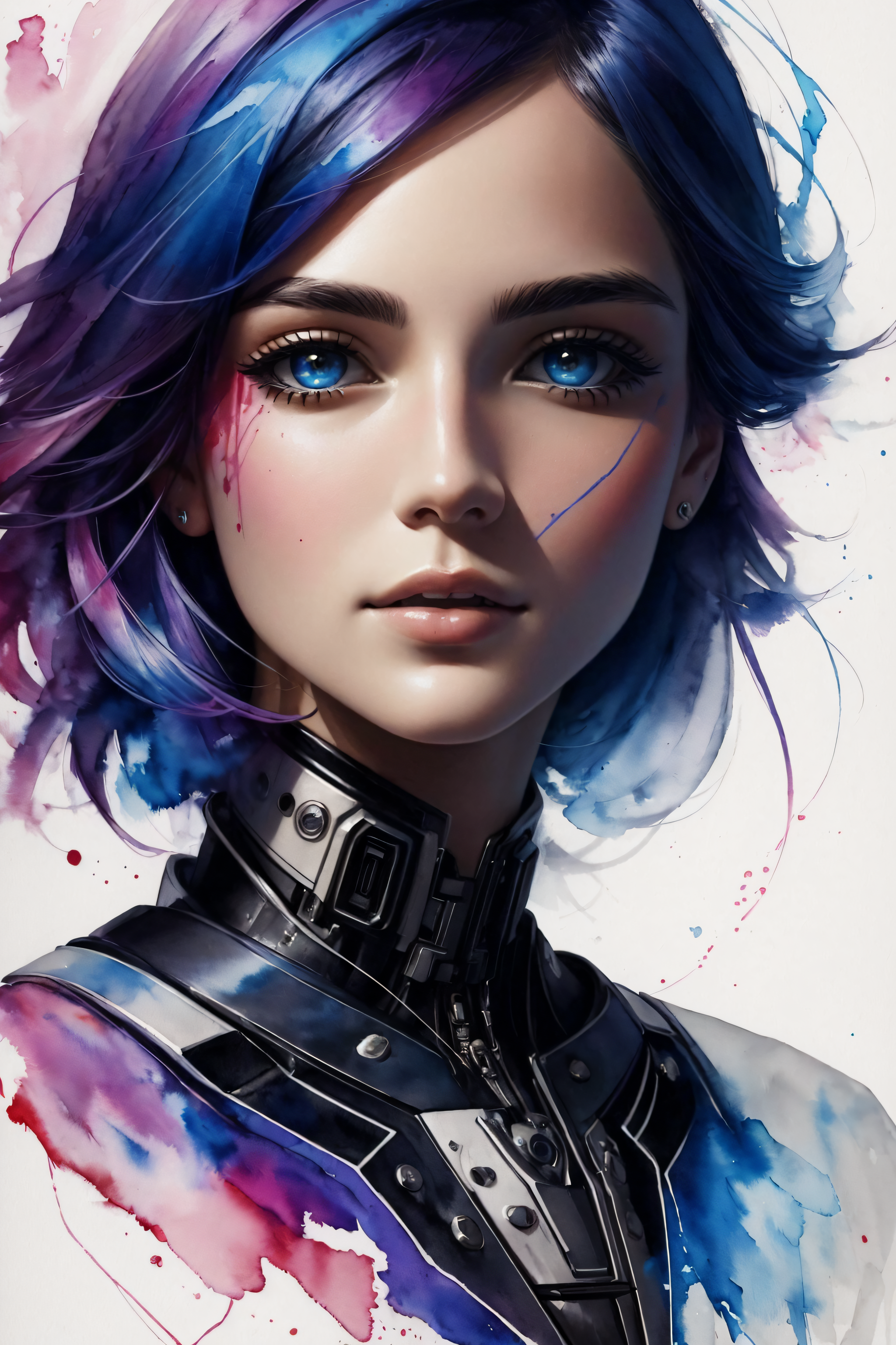 Stable Diffusion prompt: Portrait of [pretty woman: robot...
