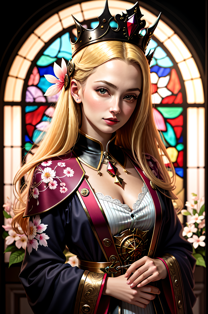 Stable Diffusion prompt: Cherry blossom blonde empress, f...