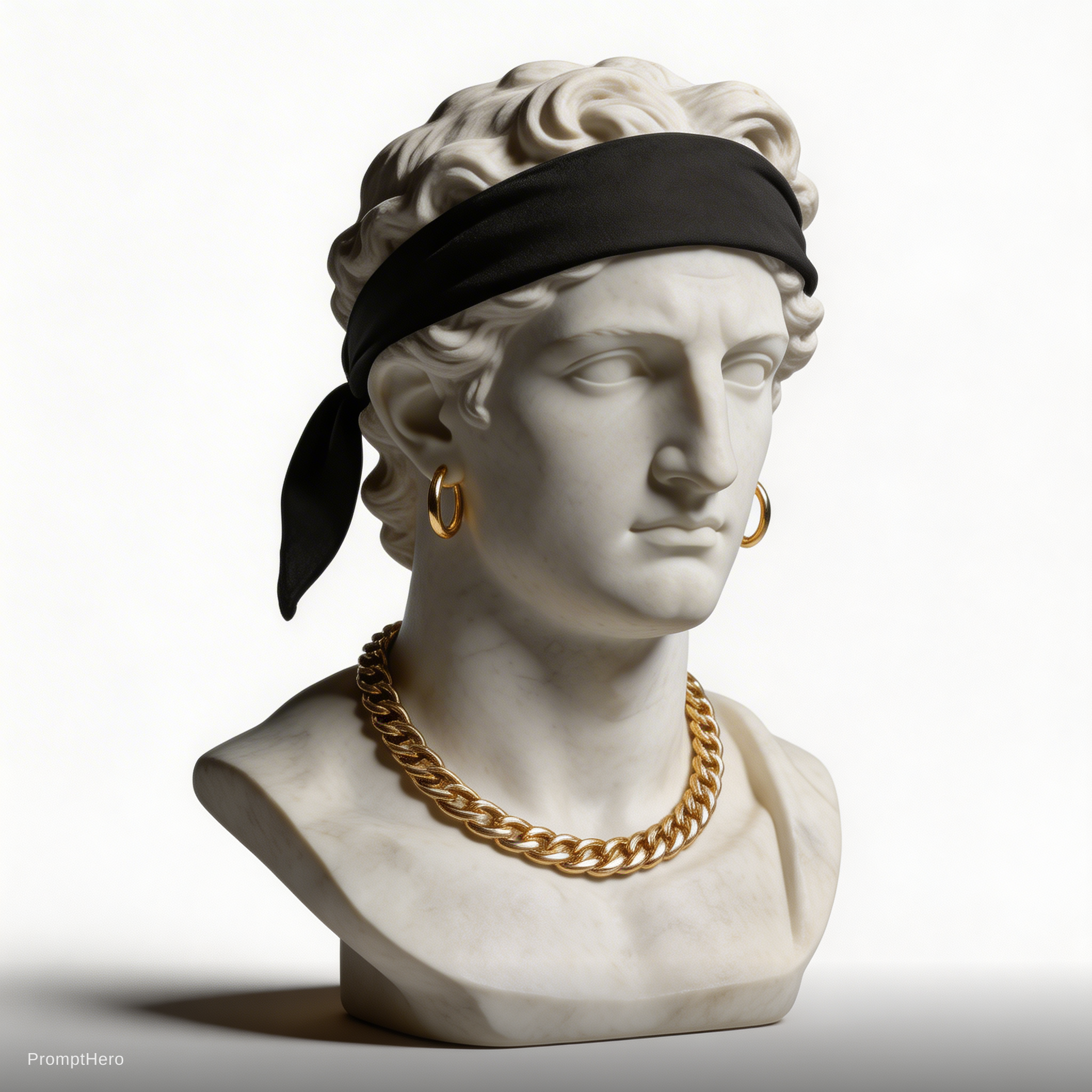 AI generated: Seedream 5 prompt: Close-up of a marble Greek statue wearing a luxury... (Seedream 5 - Fashion)