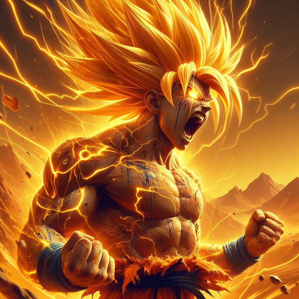 AI generated: DALL·E prompt: a Goku like character, close up portrait, extra lo... (DALL·E - Character Design)