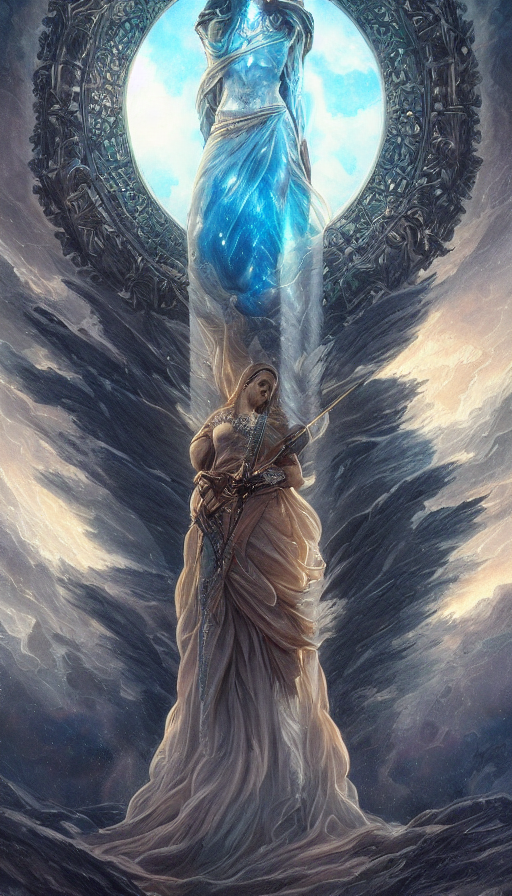 Stable Diffusion prompt: faceted glass of ascending god f...