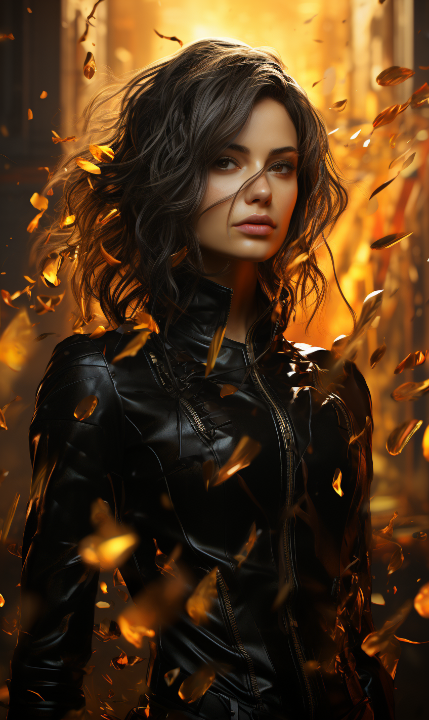 Midjourney prompt: the woman is dressed in a futuristic black leather... - Midjourney