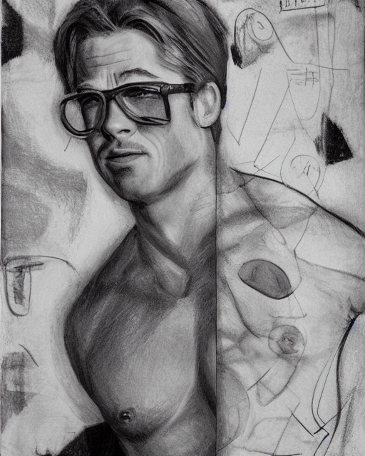 Stable Diffusion prompt: portrait of a mix of Brad Pitt a...