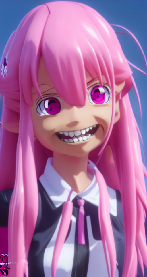 Stable Diffusion prompt: pink long hair pink eyes girl sm...