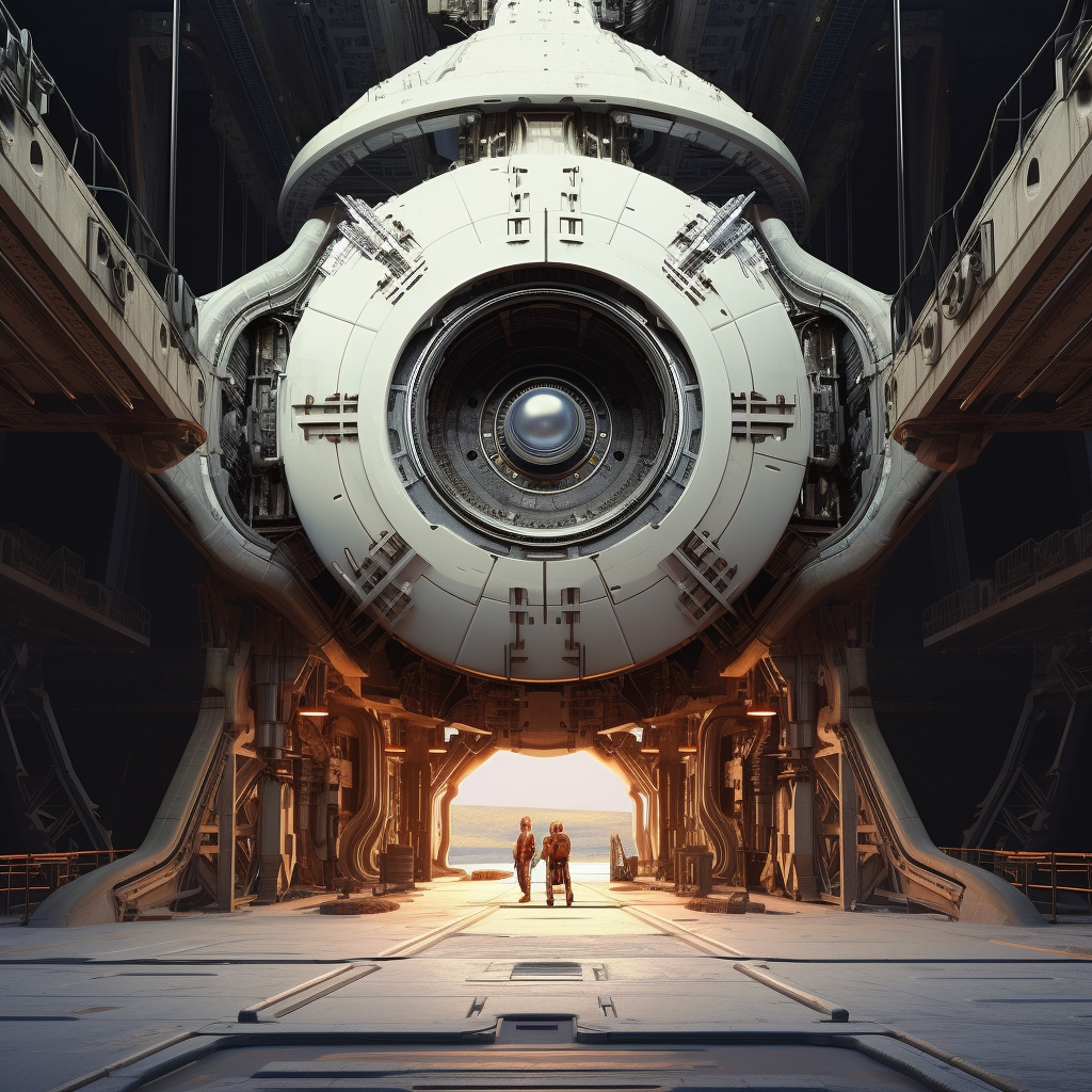 AI generated: Midjourney prompt: starship engine, warp engine, repairs, constructio... (Midjourney - Concept Art)