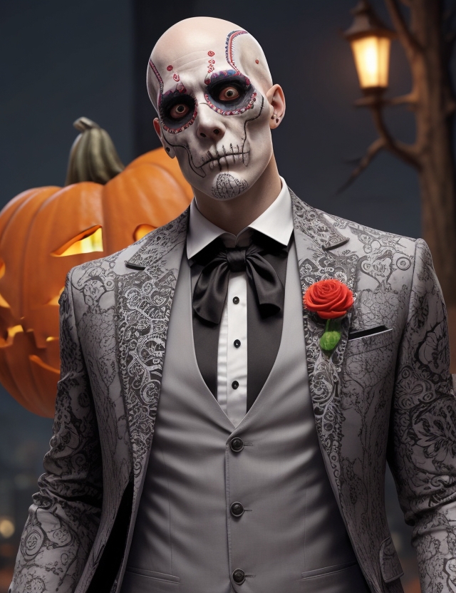 AI generated: Stable Diffusion prompt: high detail, colorful, sugar skull man, white thin... (Stable Diffusion - Fashion)