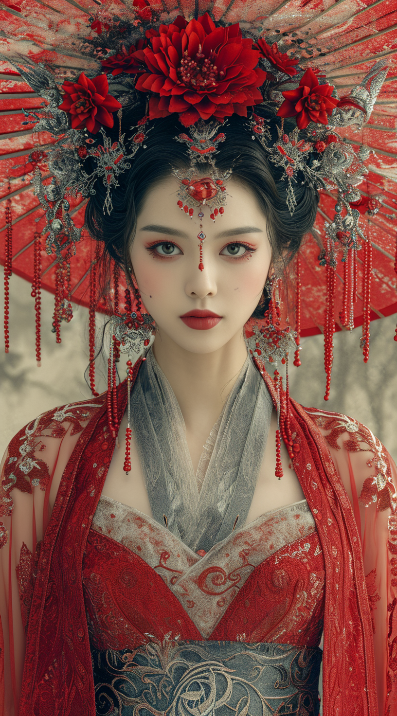 AI generated: Midjourney prompt: a Chinese poster representing a woman in tradition... (Midjourney - Portraits)
