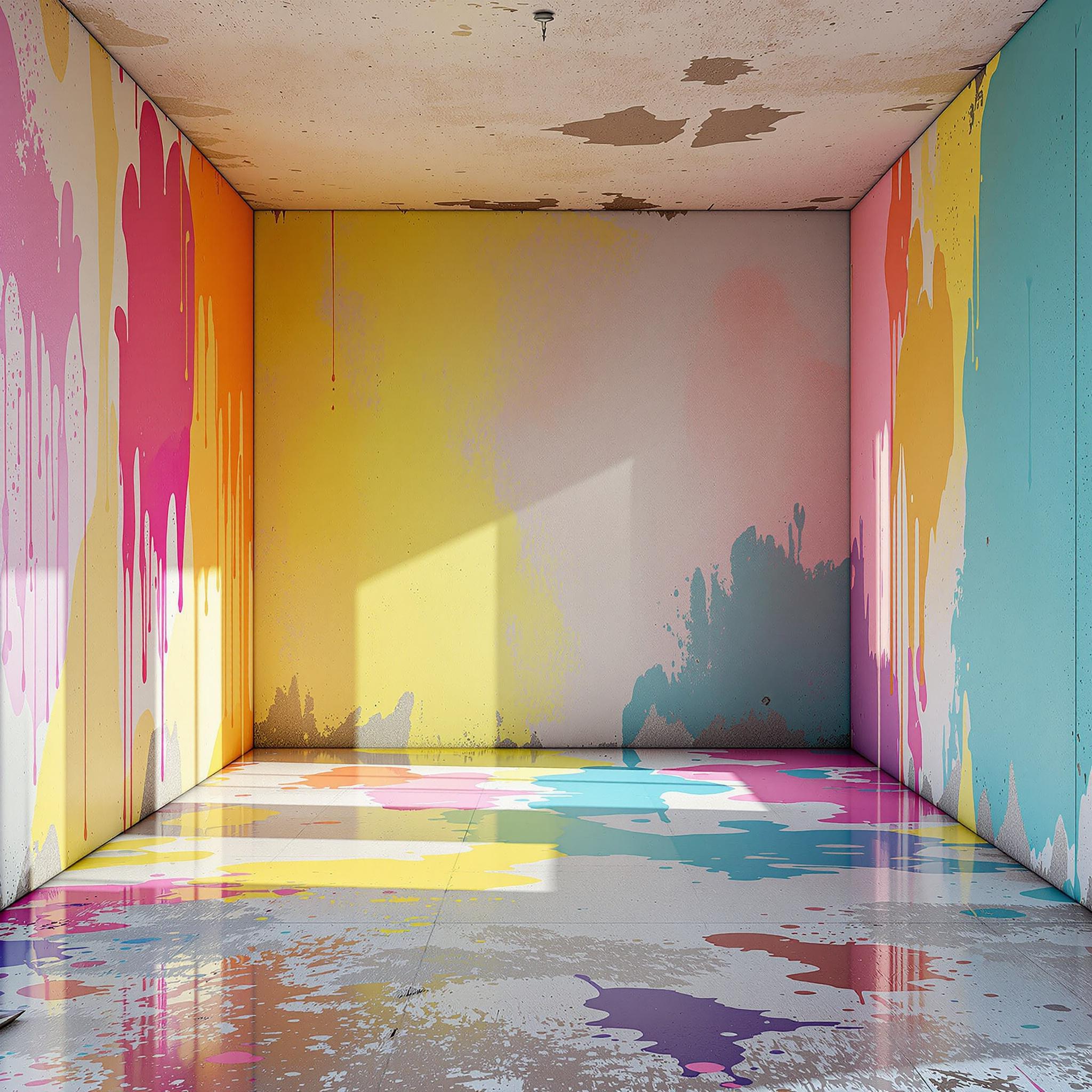 AI generated: FLUX prompt: empty colorful abstract room with 4 walls no windo... (FLUX - 3D Art & CGI)