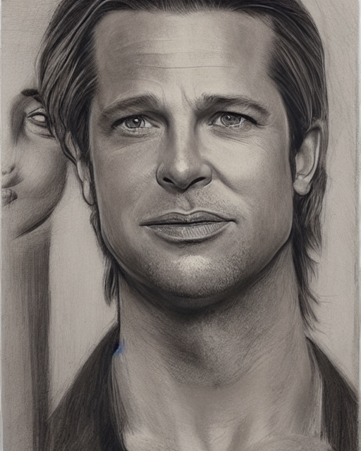 Stable Diffusion prompt: portrait of a mix of Brad Pitt a...