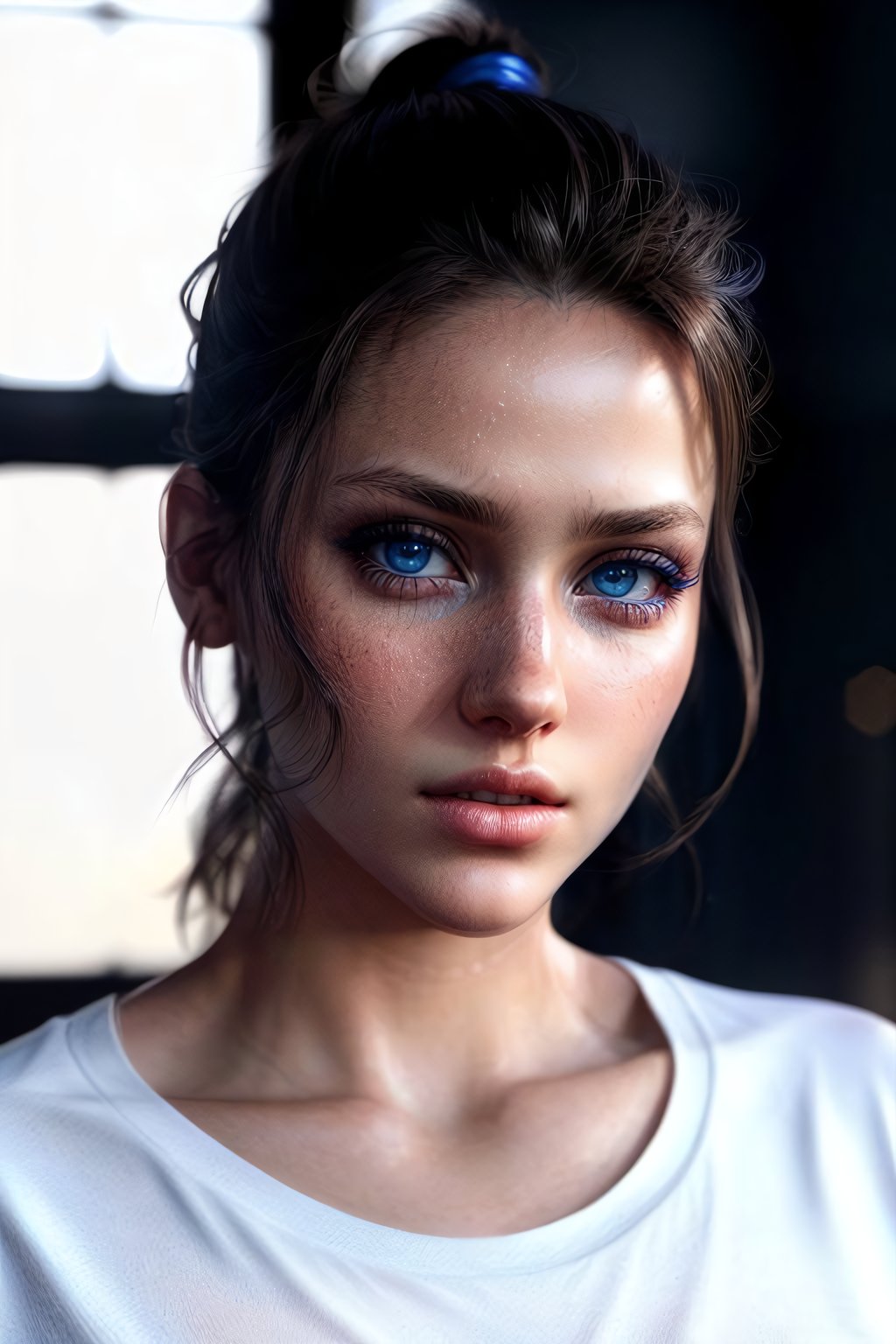 Stable Diffusion prompt: Close-up photo of a beautiful model girl, blue eye... - Stable Diffusion