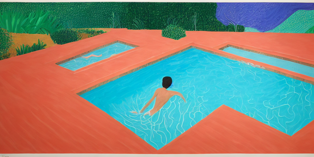 Stable Diffusion prompt: pool, david hockney