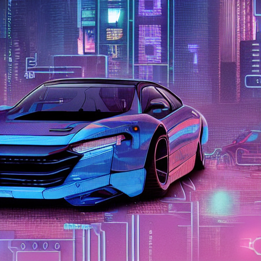 صورة مولدة بالذكاء الاصطناعي: Stable Diffusion prompt: a blueprint of a cyberpunk car (نموذج Stable Diffusion - Logo Icon Design)