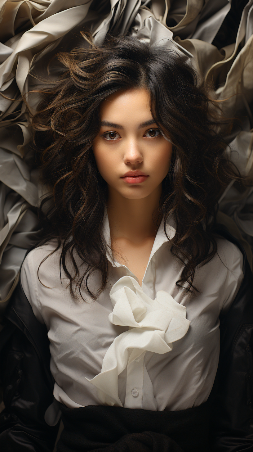 AI generated: Midjourney prompt: image of an attractive girl in her hair, in the st... (Midjourney - Portraits)