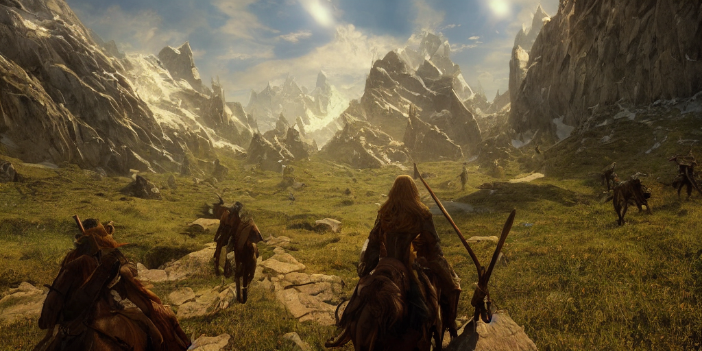 Stable Diffusion prompt: VR gameplay screenshot. J.R.R. T...