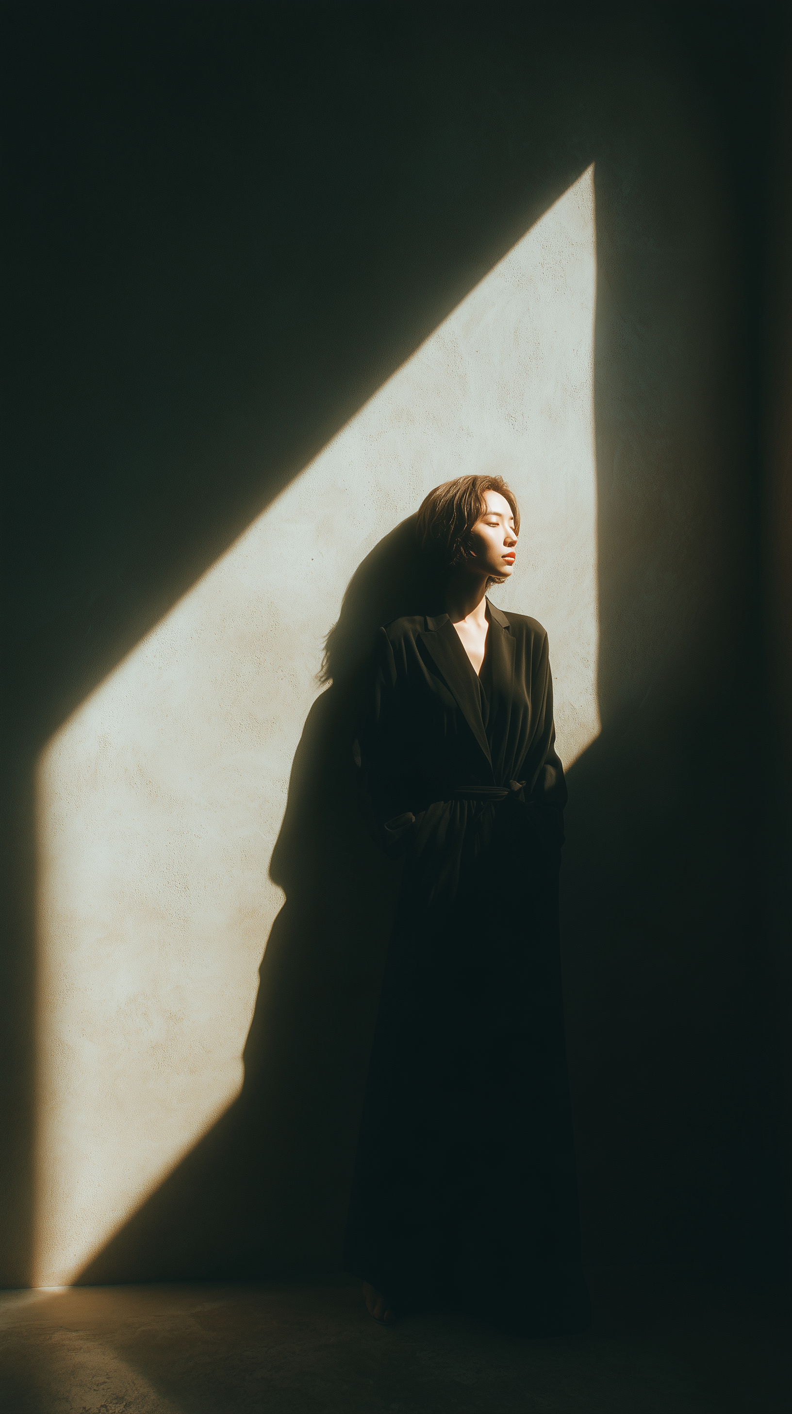 Midjourney Shatter prompt: photography, woman, minimalist scene, standing sid... - Midjourney Shatter