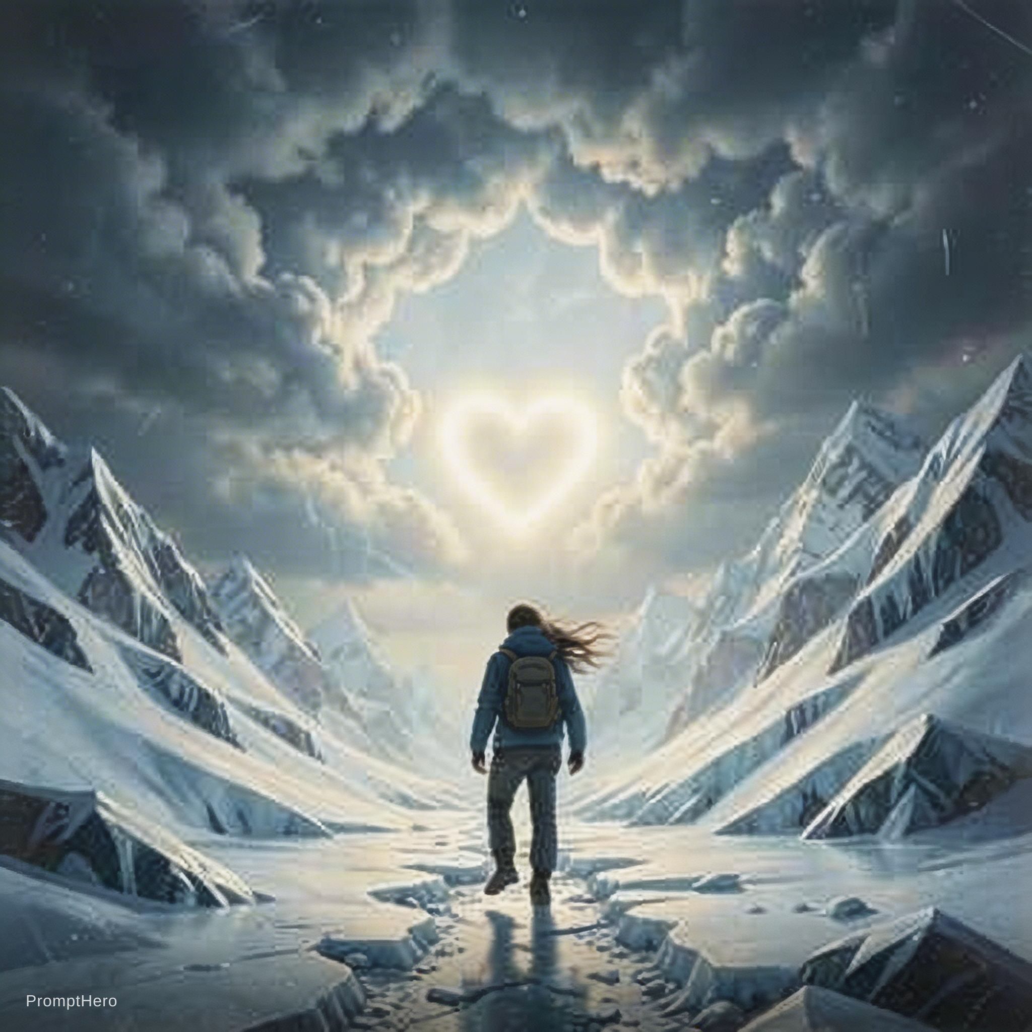 AI generated: Seedream 5 prompt: A solitary figure, facing away from the viewer, st... (Seedream 5 - Landscapes)