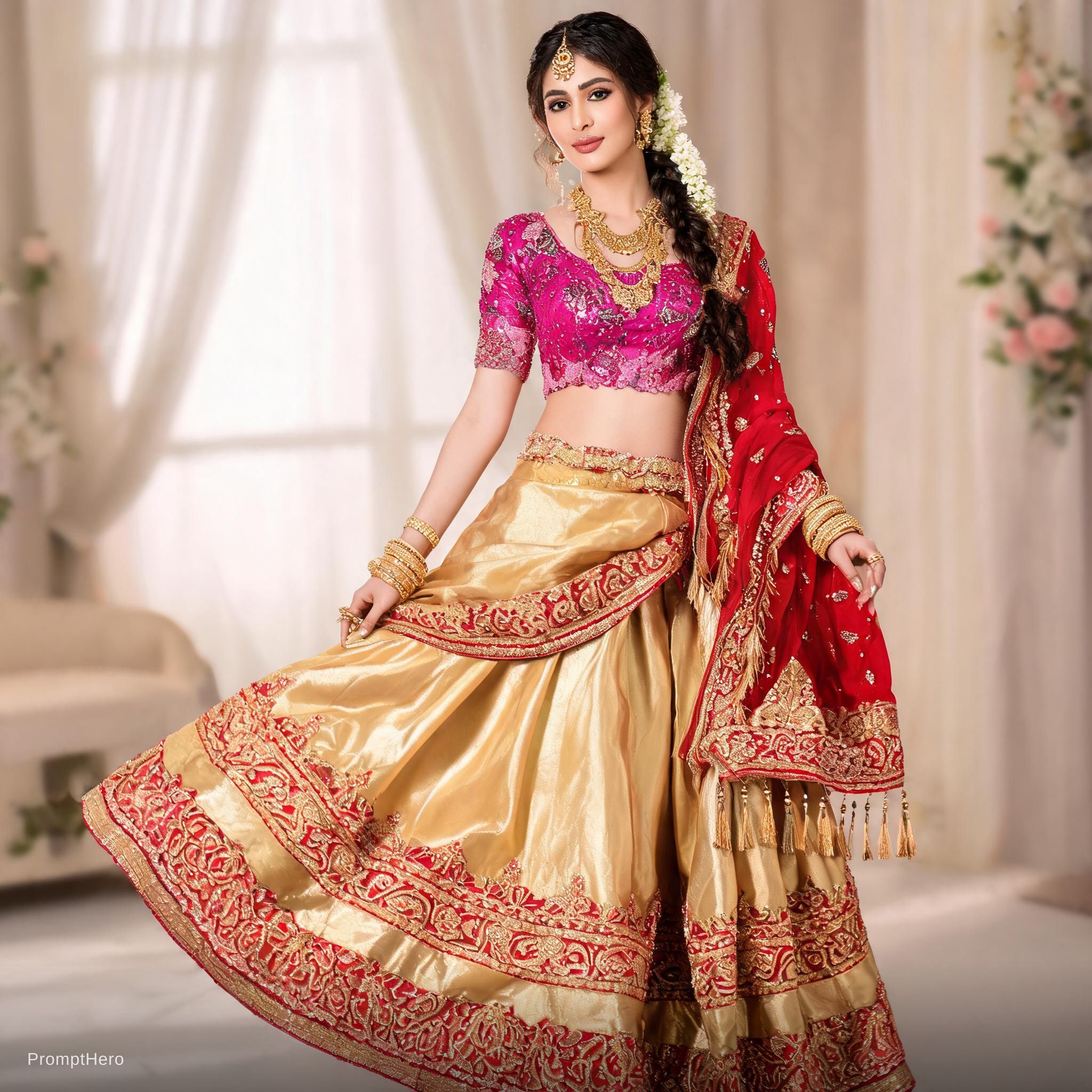 AI generated: Hero prompt: Hot half saree (Hero - Concept Art)