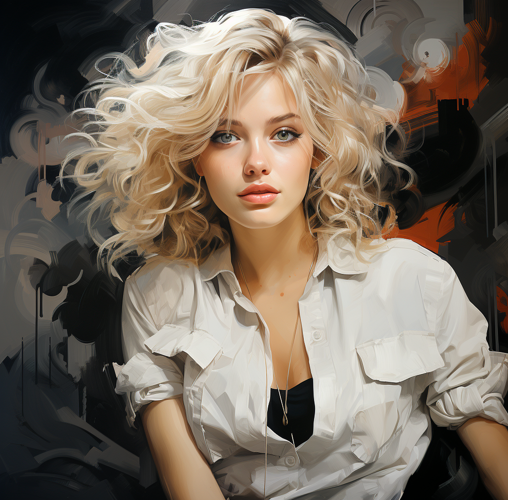 Midjourney prompt: a painting of a blonde woman, in the style of ross... - Midjourney