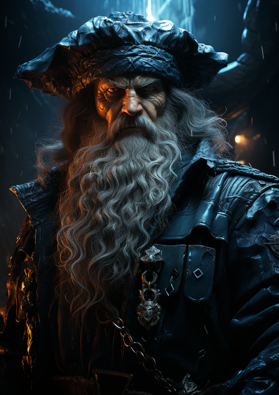 AI generated: Midjourney prompt: a fisherman in his blue sea, in the style of dark ... (Midjourney - Character Design)