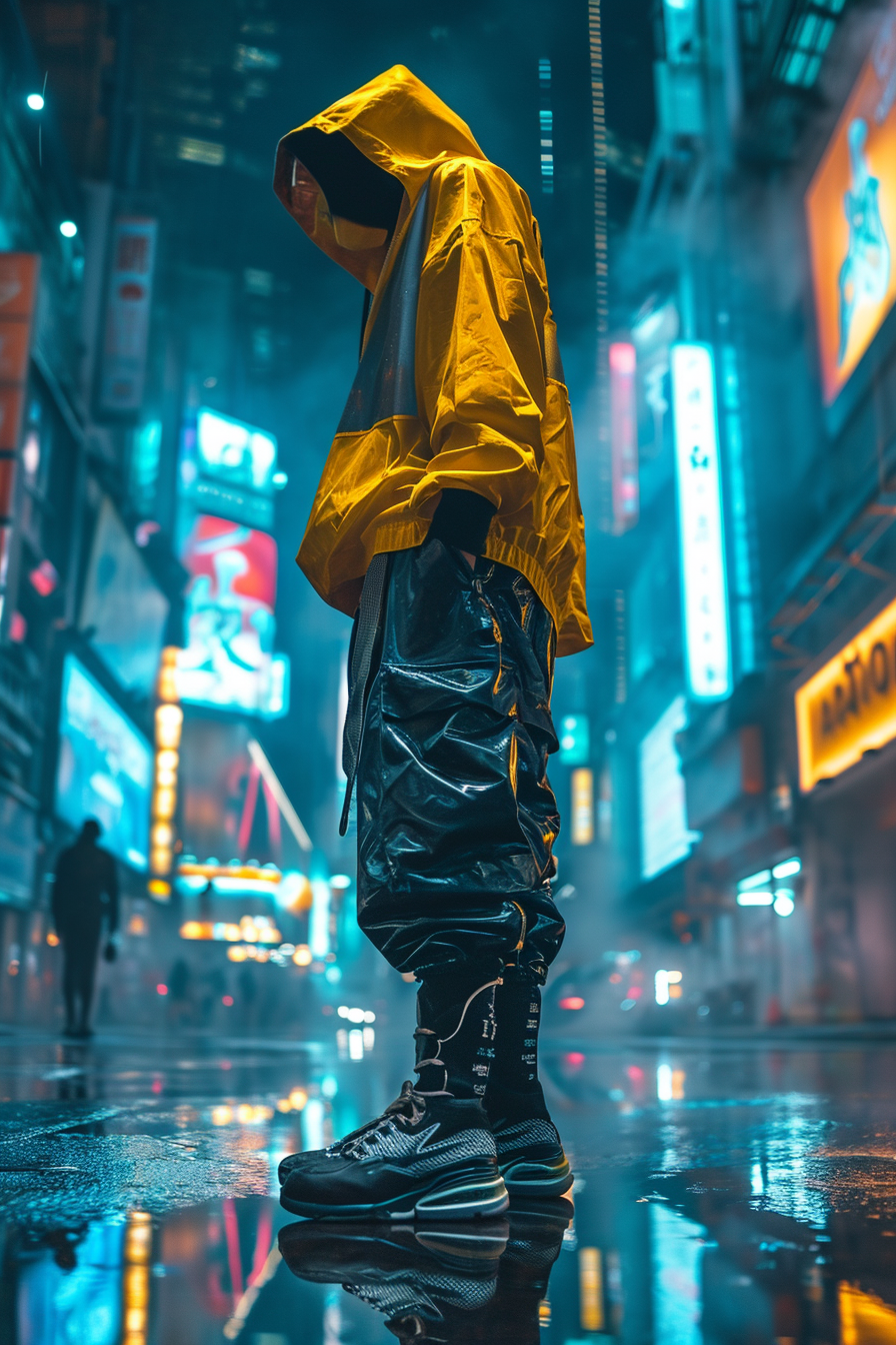 صورة مولدة بالذكاء الاصطناعي: cyberpunk guy (نموذج Midjourney - تصوير فوتوغرافي)