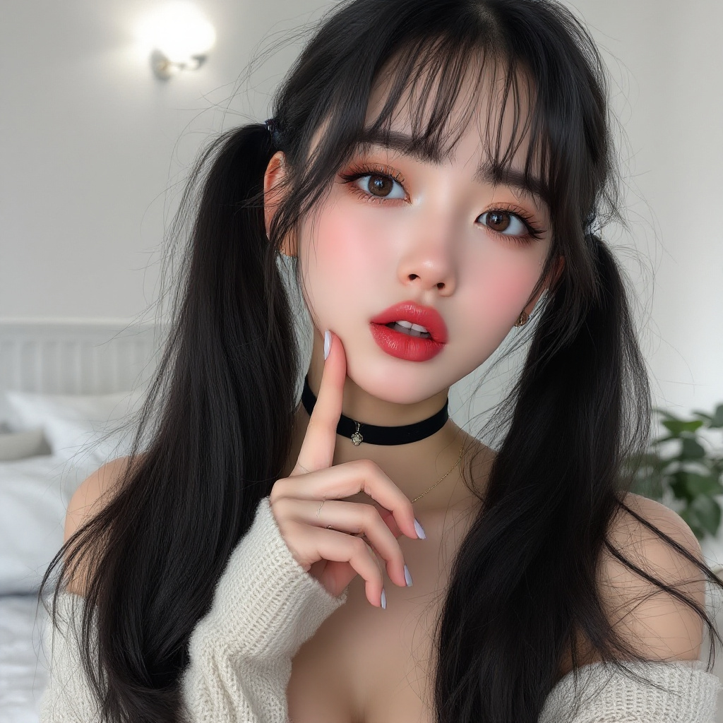FLUX prompt: A photo of an Asian girl with long black hair, ban... - FLUX