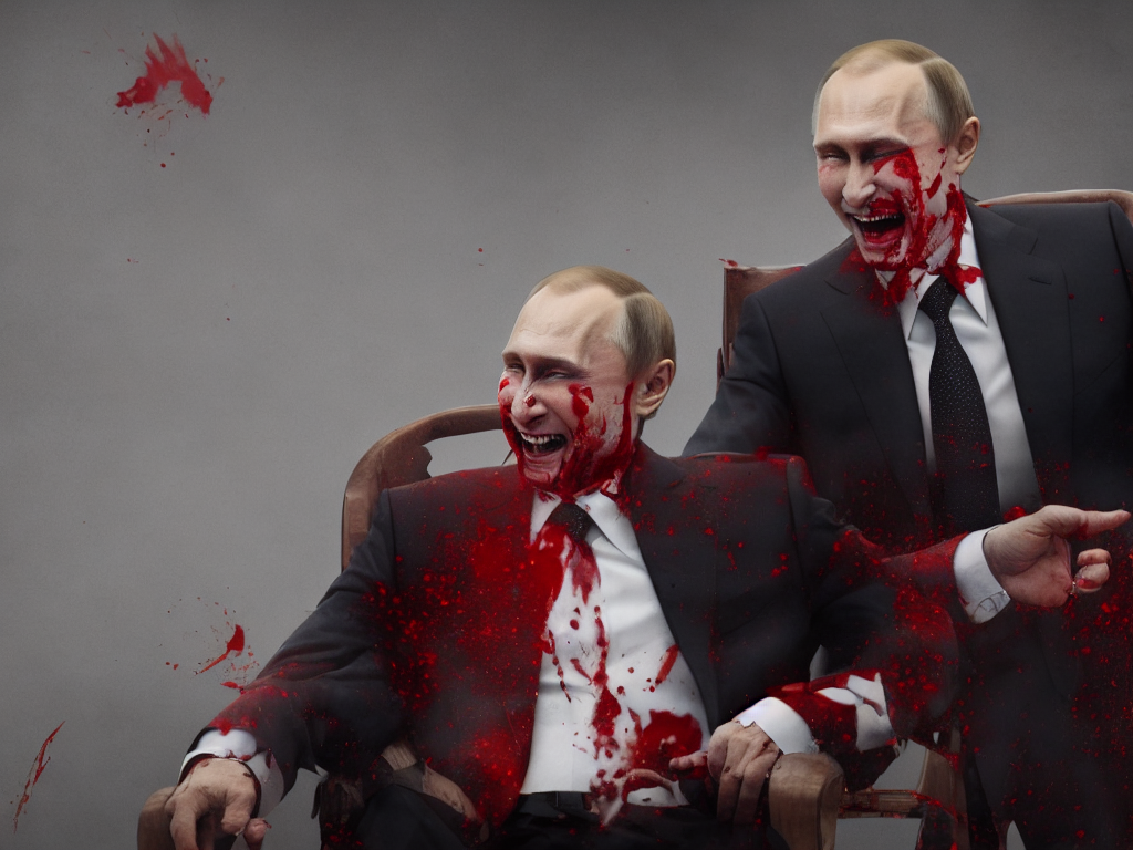 Stable Diffusion prompt: portrait of vladimir putin laugh...