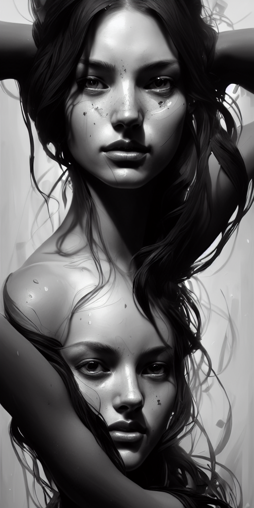 Stable Diffusion prompt: A black and white portrait of a ...