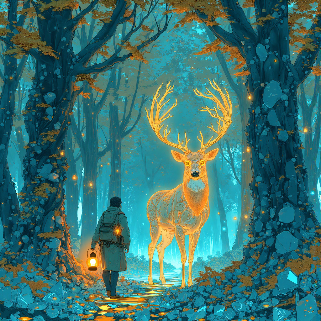 AI generated: FLUX prompt: A mystical forest stretches endlessly, its trees f... (FLUX - Concept Art)