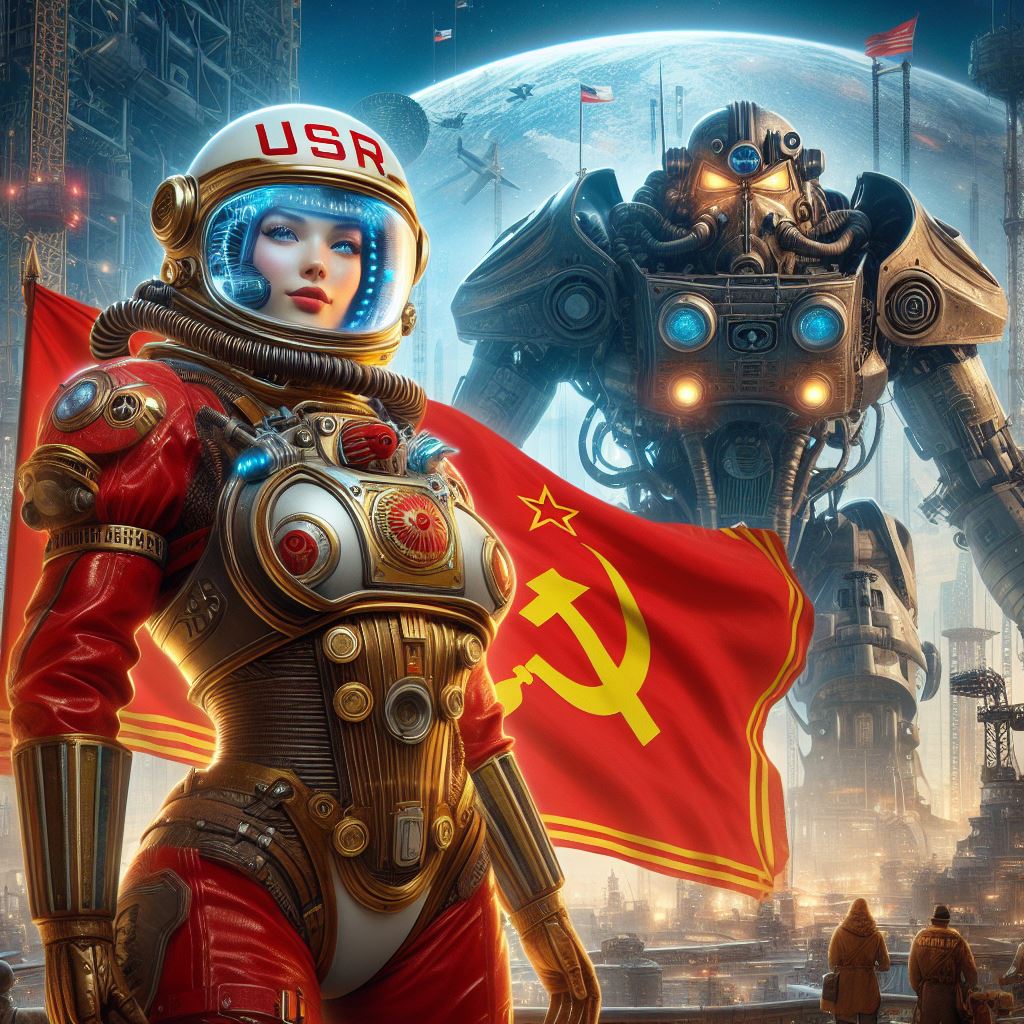 DALL·E prompt: USSR First in Space magazine cover photo, ultra mo... - DALL·E