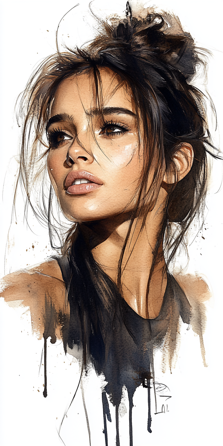 AI generated: Midjourney prompt: Watercolor portrait of a woman, free brushwork --c... (Midjourney - Portraits)