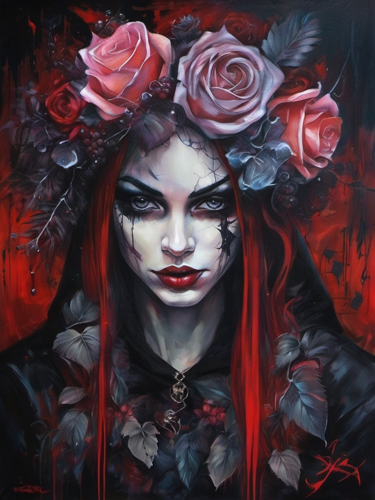 AI generated: Stable Diffusion prompt: by tanya shatseva, dark, psychopathic, gloomy, mad (Stable Diffusion - Portraits)