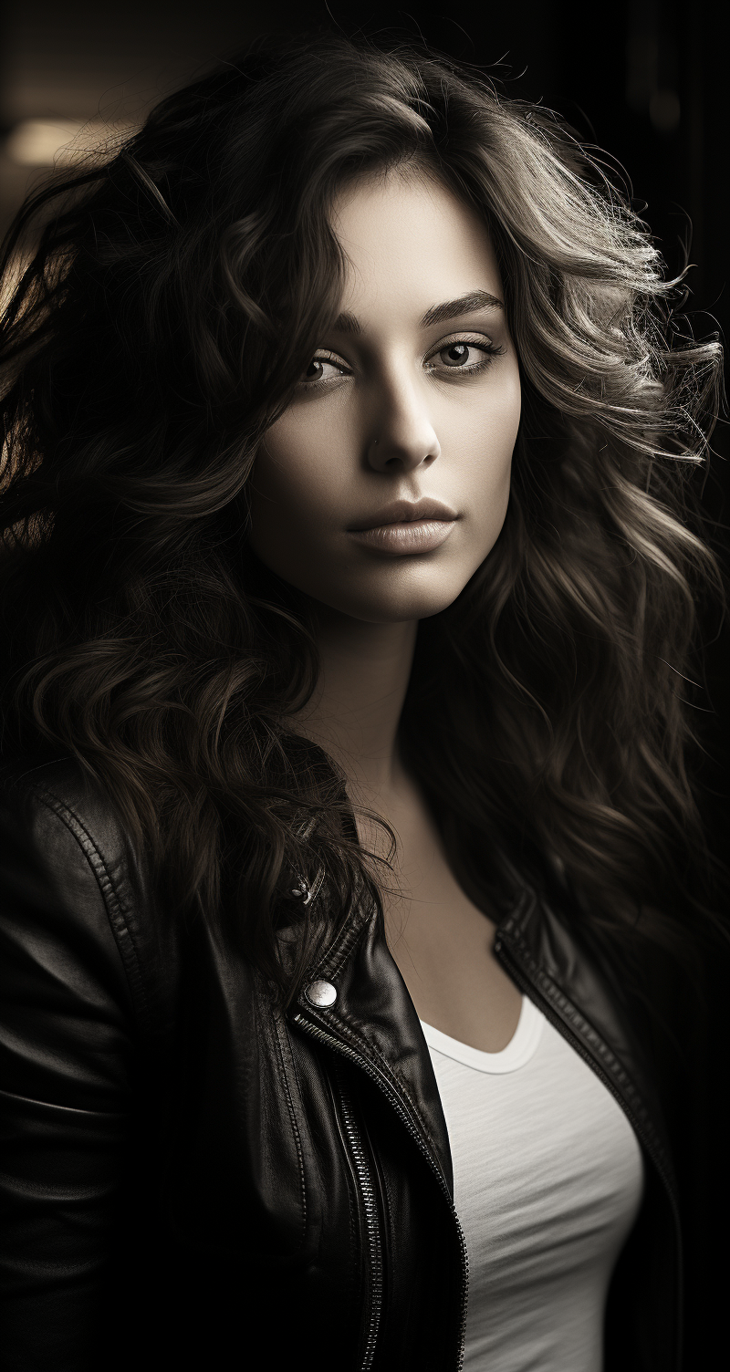 Midjourney prompt: a beautiful half-length black and white portrait o... - Midjourney