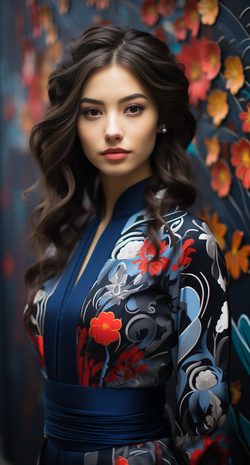 صورة مولدة بالذكاء الاصطناعي: Midjourney prompt: a woman standing alone outdoors with her long hair... (نموذج Midjourney - صور شخصية)