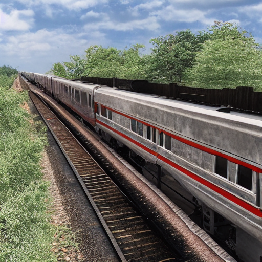 Stable Diffusion prompt: The train takes off from the tra...