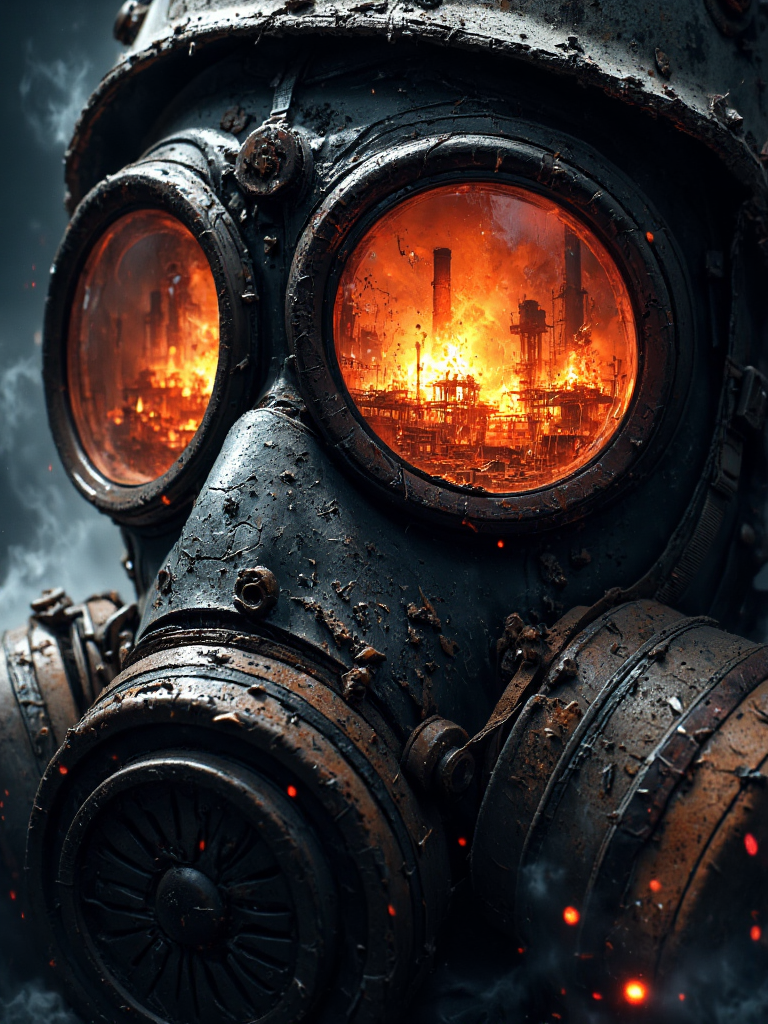 AI generated: FLUX prompt: A close-up shot of a Chernobyl liquidator's gas ma... (FLUX - Portraits)