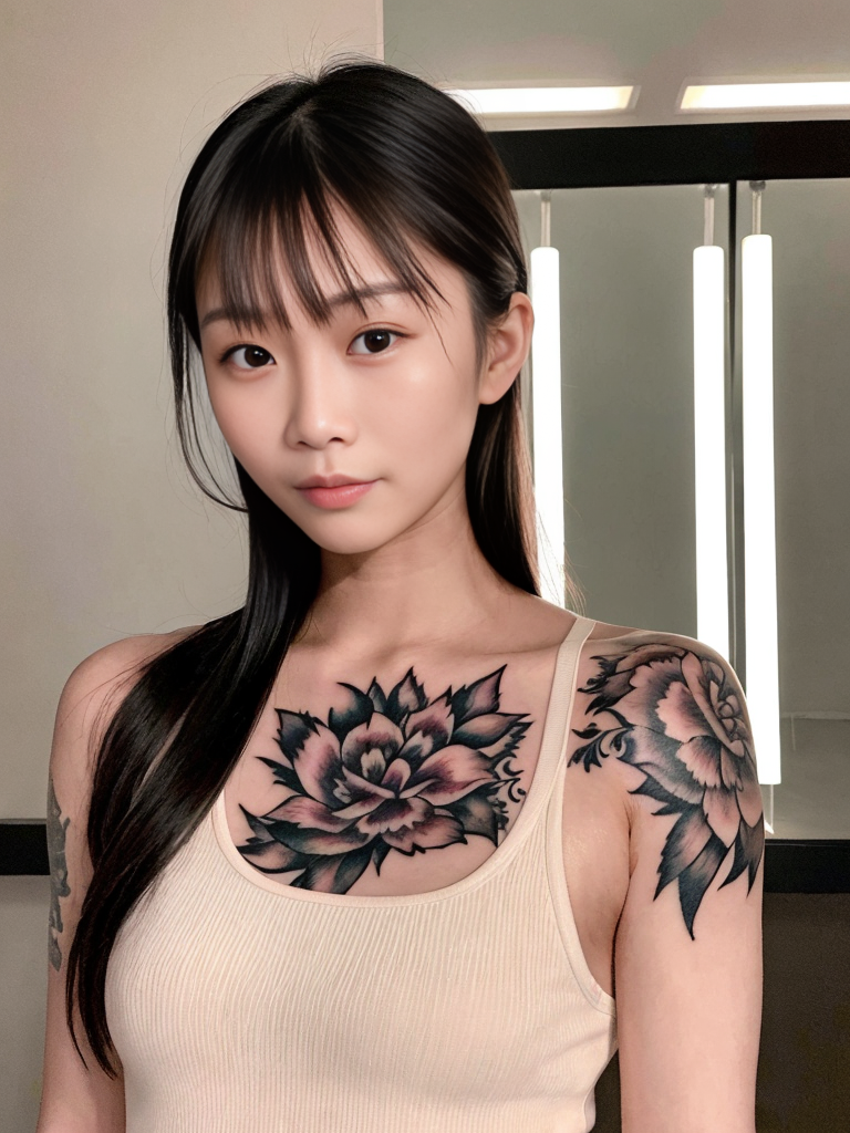 Stable Diffusion prompt: a young asian woman with a full ...
